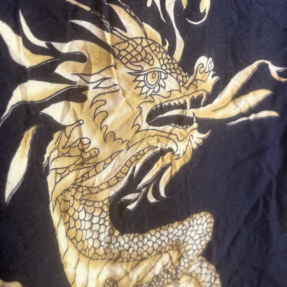 Y2K Black Wrap Around Skirt with Gold Dragon Motif One Size - Picture 4 of 12